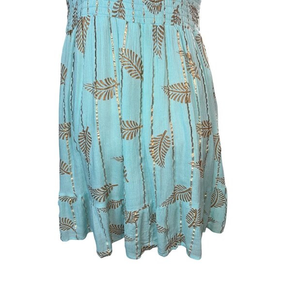 Zury Crochet Trim Sundress Leaf Print Fairy Boho Retro Vintage OS Mermaidcore - Picture 7 of 9